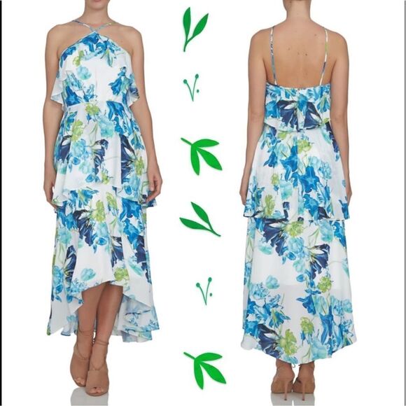 CeCe Dresses & Skirts - NWT CeCe Floral Ruffle Tier Halter Playa Del Sol Dress 0